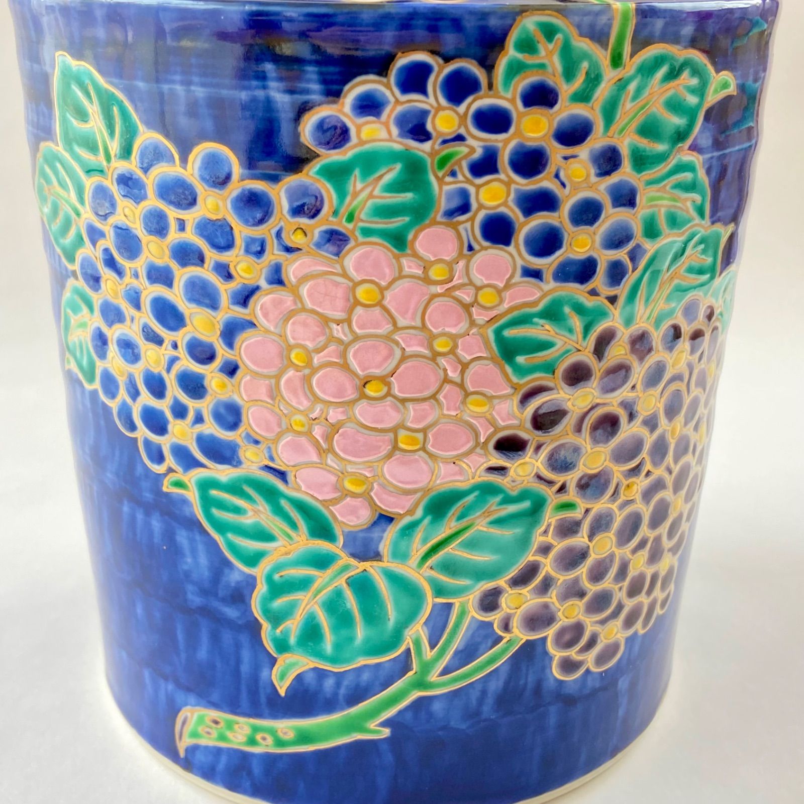 水指 色絵 紫陽花 高野昭阿弥 共箱入 茶道具 茶器 陶磁器 古美術