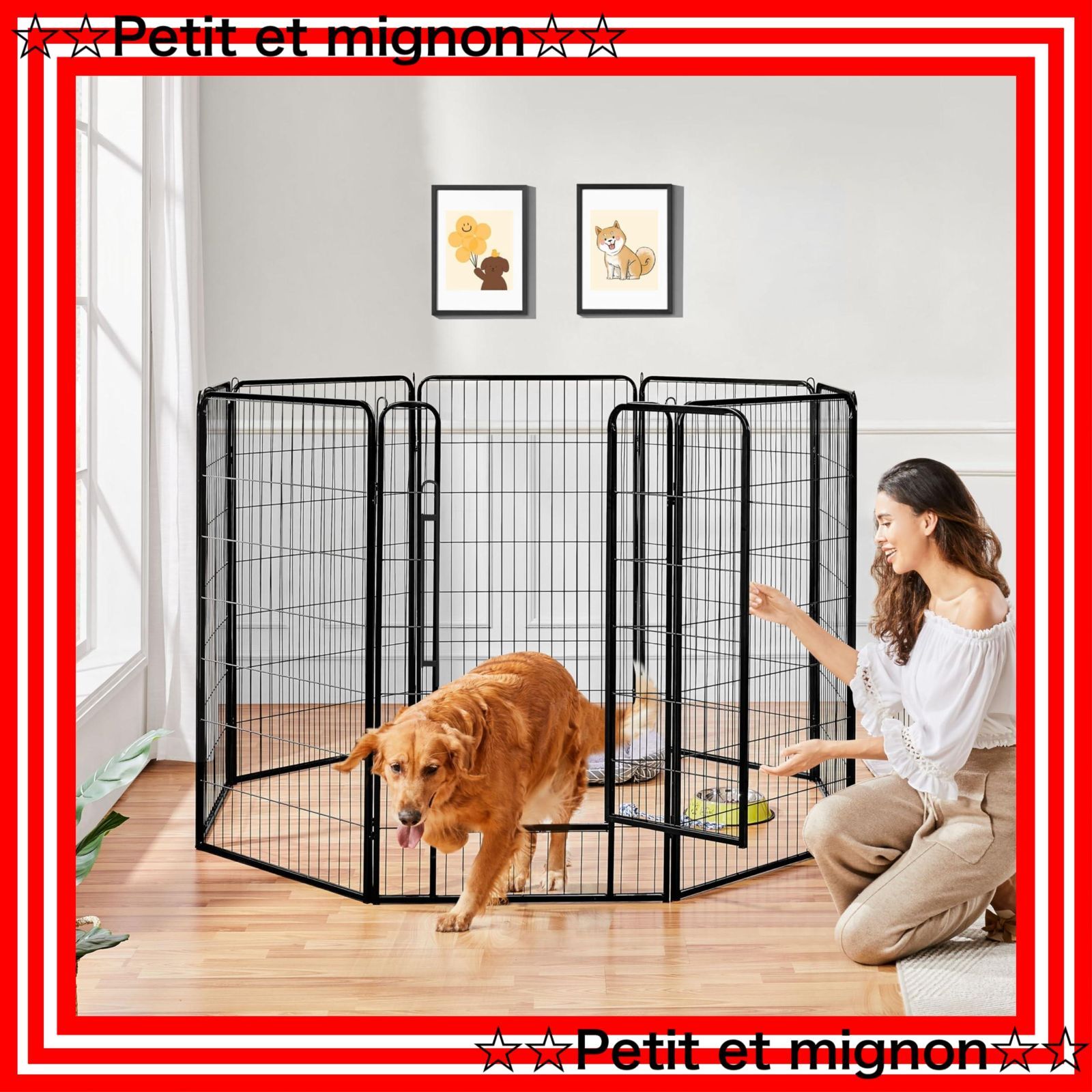 即日発送】(ブラック ペットフェンス 複数連結可能 パネル8枚