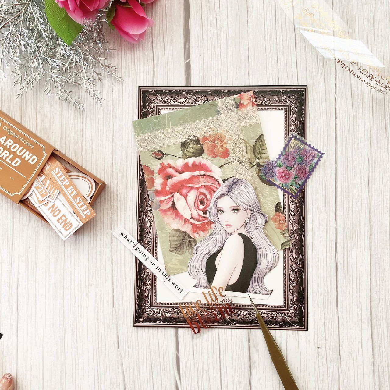 人気作再販♡A4デザインペーパー 70枚♡バレンタイン コラージュ