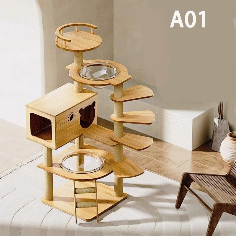 キャットタワー 突っ張り 木製 キャットツリー 木登りタワー 高品質