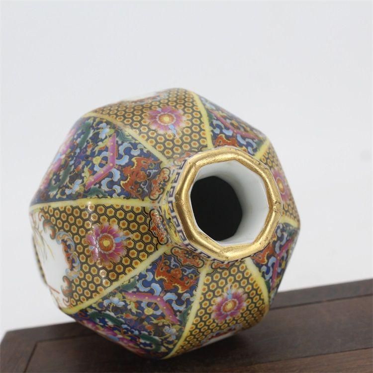 青釉に紅荷模様天球瓶 景徳鎮 陶磁器 装飾品 現代工芸品 美術品 置物