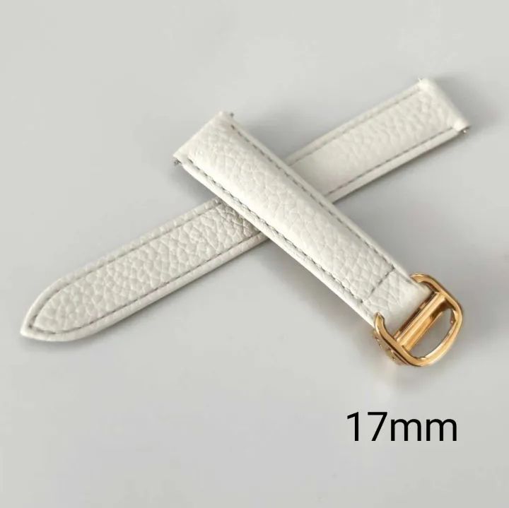 17mm 腕時計 社外品 レザーベルト ホワイト 白 シボ バックル付属