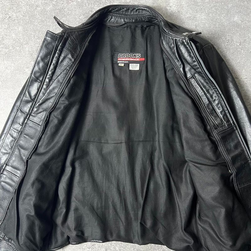 80s BROOKS 本革 レザー シングル ライダース ジャケット 40 / 80年代