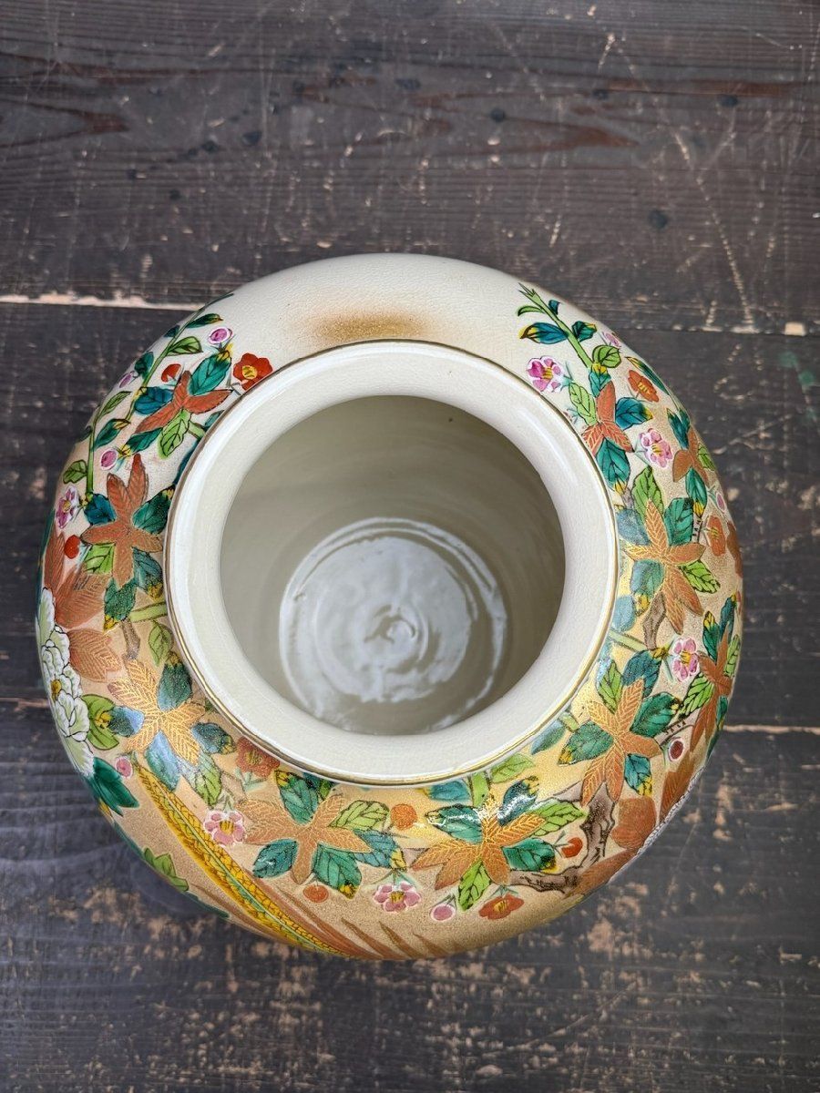 九谷焼 伊万里 陶月 梅牡丹孔雀獅子図金襴手 大花瓶 高さ約76cm 九谷焼