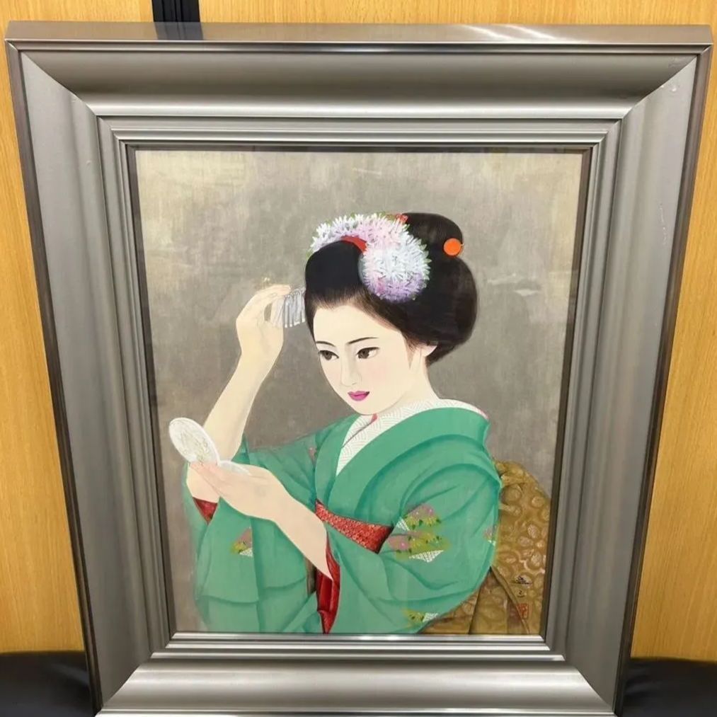 真作】絵画 清水達三 日本画4号 舞妓 格式高い美人画 代表作 W30