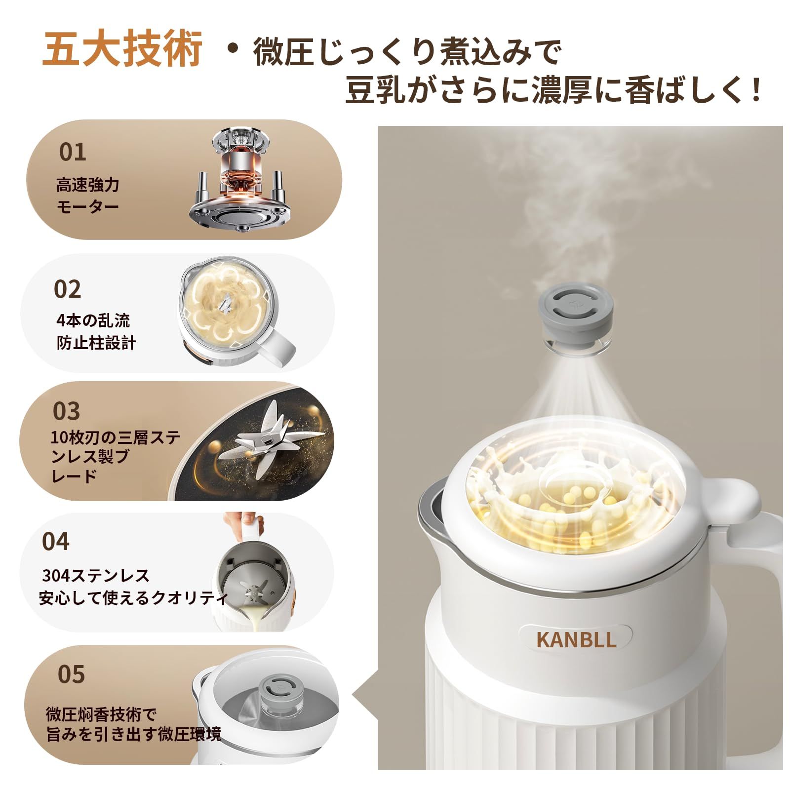 KANBLL 加熱式ミキサー 豆乳メーカー 正規品 豆乳機 豆乳マシーン 1.0L
