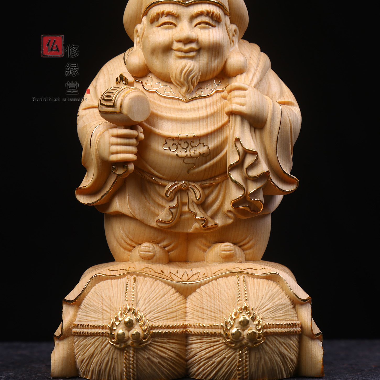 修縁堂】古美術品 木工細工 西方三聖 仏像立像 置物 木彫 仏像