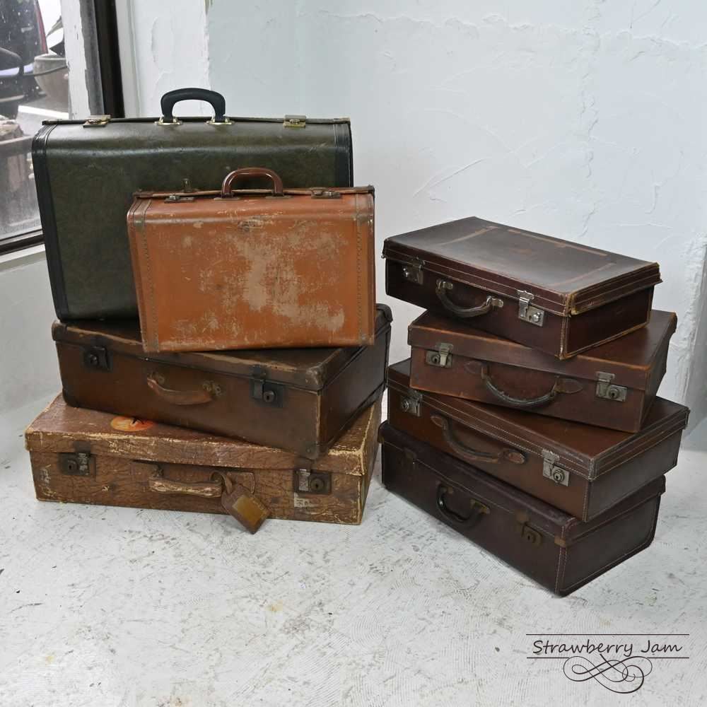 L3612-99-9 英国アンティーク トランク レザー 収納 かばん イギリス