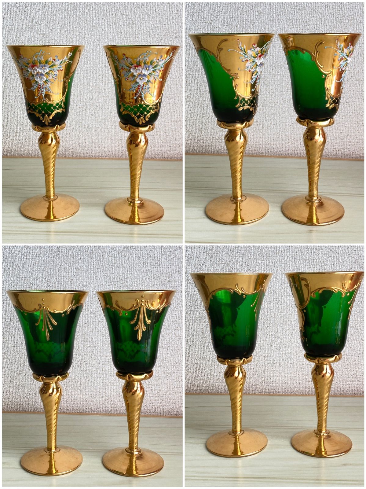 ヴェネツィアグラス 赤と金のガラス製2個セット 【瑞】ベネチアン