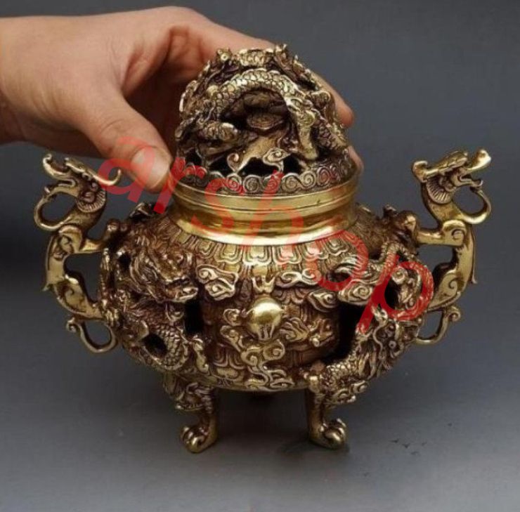銅 細工 龍薫炉 弔り炉 博山薫香炉 茶道置物 装飾品 工芸品 置物 銅