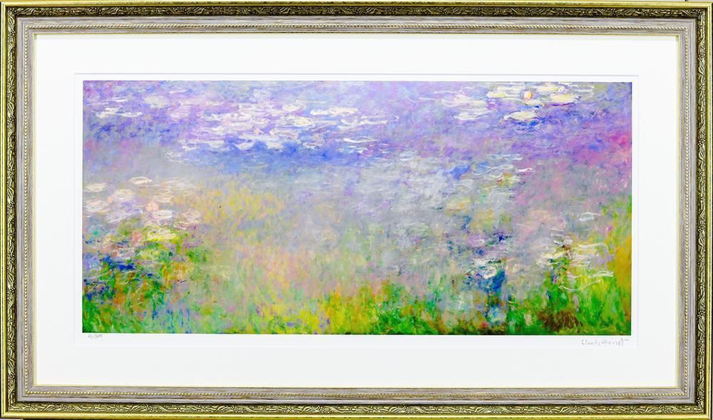 クロード・モネ 睡蓮 1916年 油彩画 スタンド付き ミニ複製画 約26cm