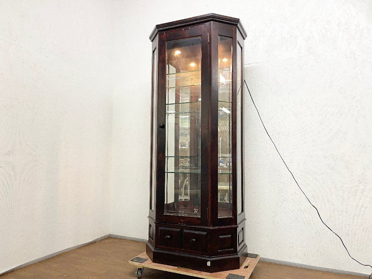 北海道民芸家具 ガラス扉キャビネット 食器棚 北海道民芸家具 ガラス扉