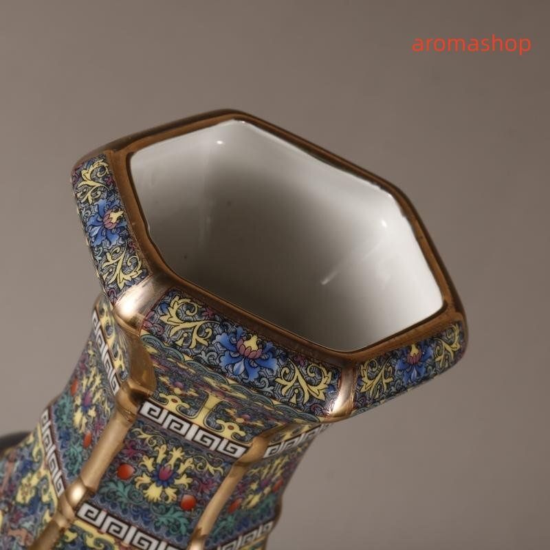 中国古美術・旧蔵乾隆御用款・珐琅彩鎏金瓶・龍鳳彩絵・陶磁器・花瓶