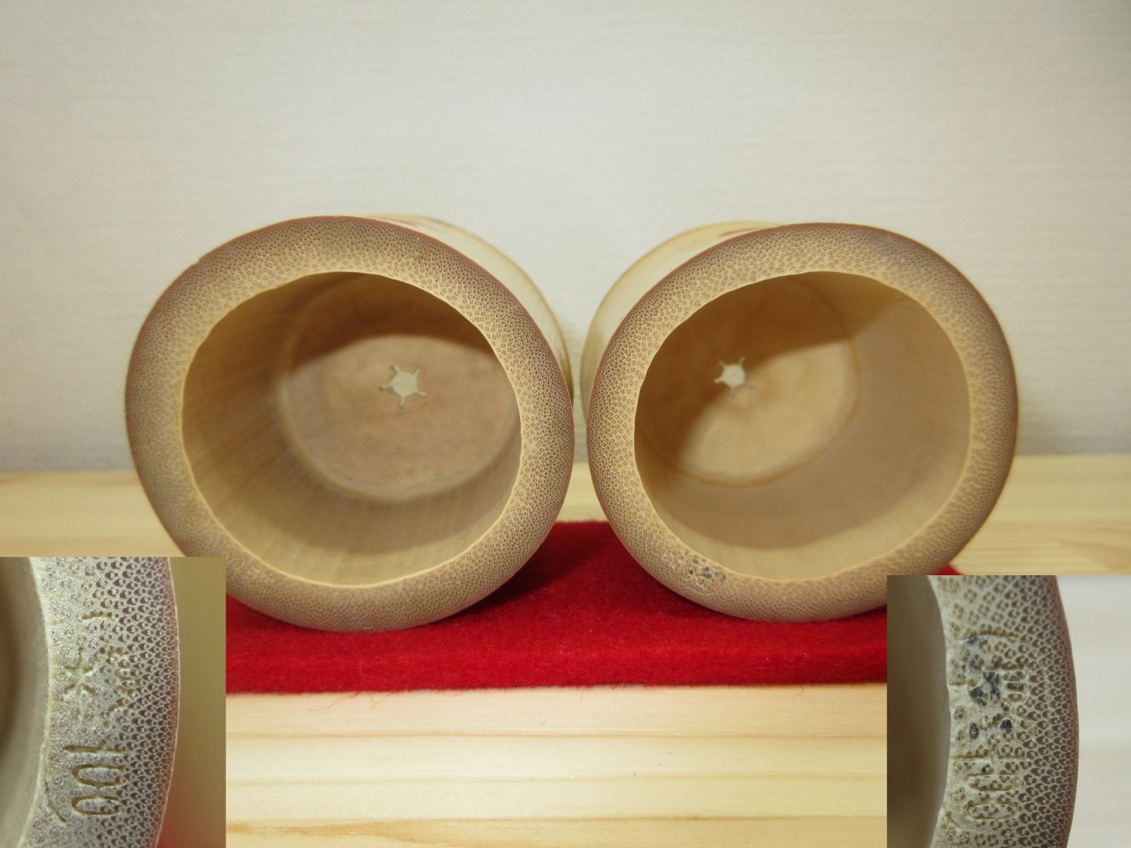 逢絢亭】茶道具 竹蓋置 一双 藤井誡堂書付 西川楳玄作