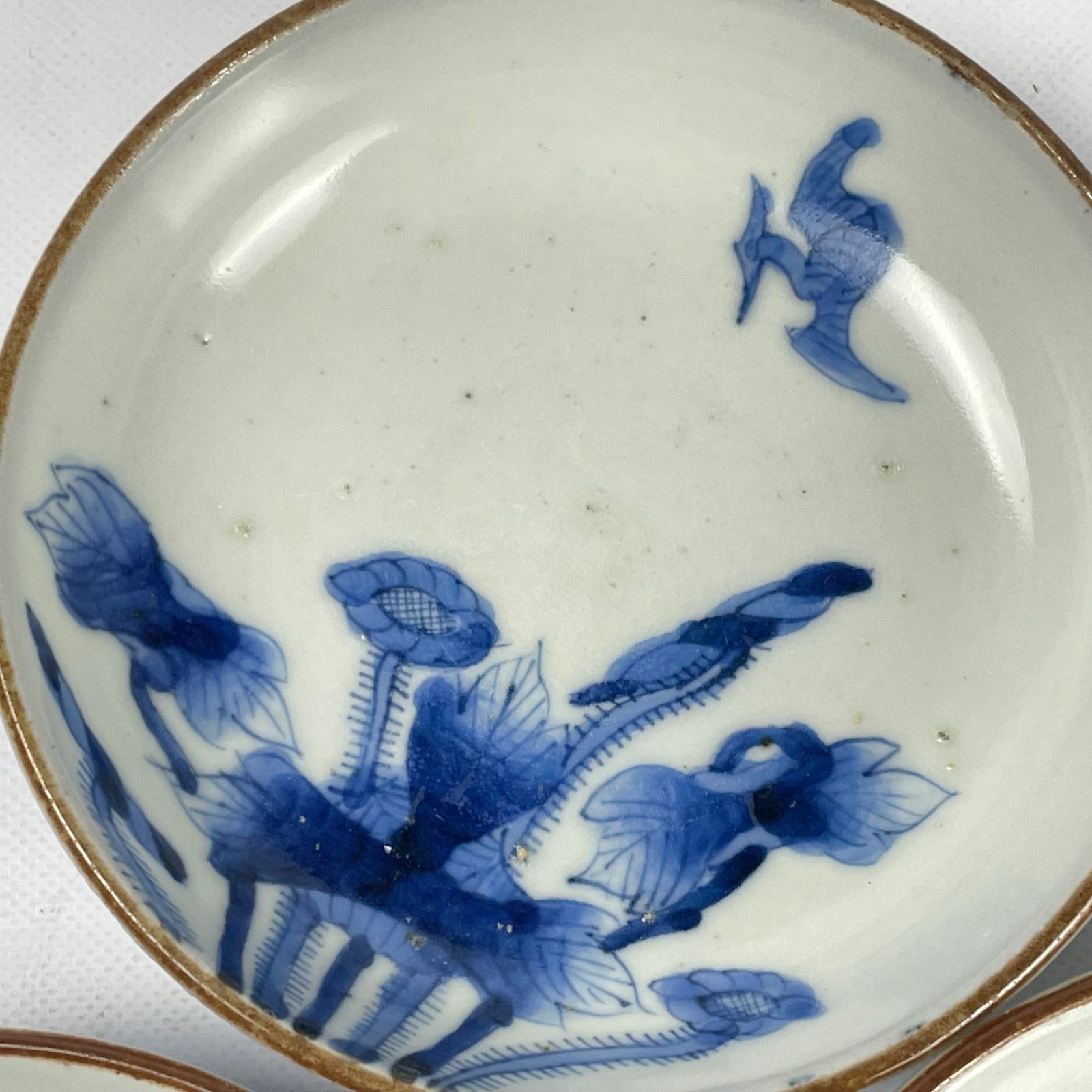 明治 染付伊万里焼物皿 中皿 5客】時代 骨董 アンティーク 明治 染付