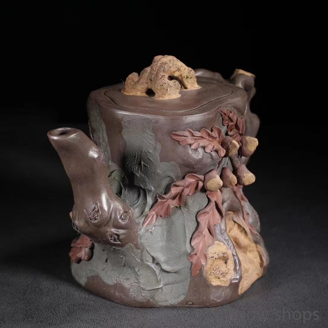 中国古美術・原鉱段泥 カエル蓮子壺 、底槽款:蒋蓉紋、紫砂壺・急須