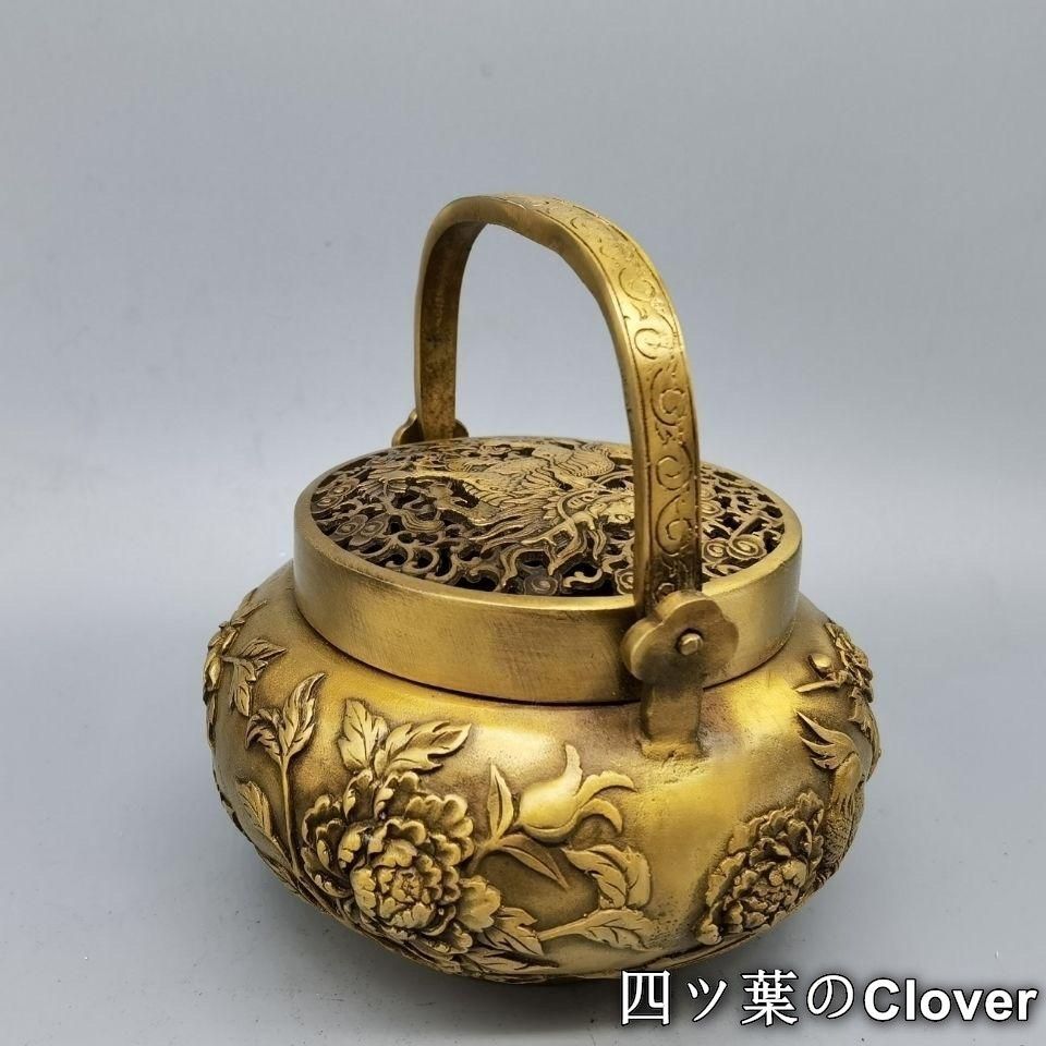 銅器 麒麟暖手炉 花鳥香薫炉 香道具 装飾品 工芸品 置物