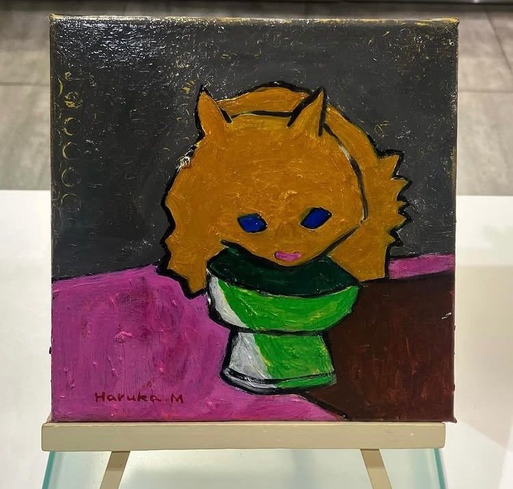 無題新人画家大塚麻世 ペリカン油彩 絵画 油絵 動物動物絵拡声器