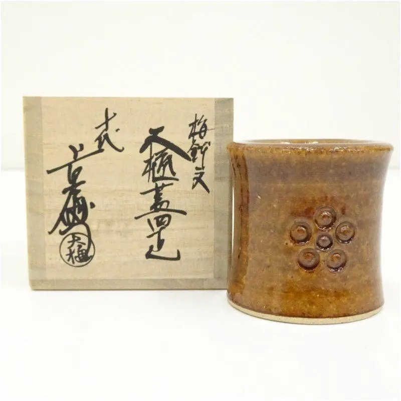 茶道具 竹節 蓋置 9代 大樋長左衛門 共箱 陶芸 楽焼 金沢 茶会 茶道具