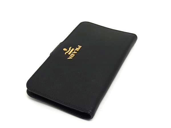 プラダ アイフォンケース iPhone 14 pro サフィアーノ 三角ロゴ 黒