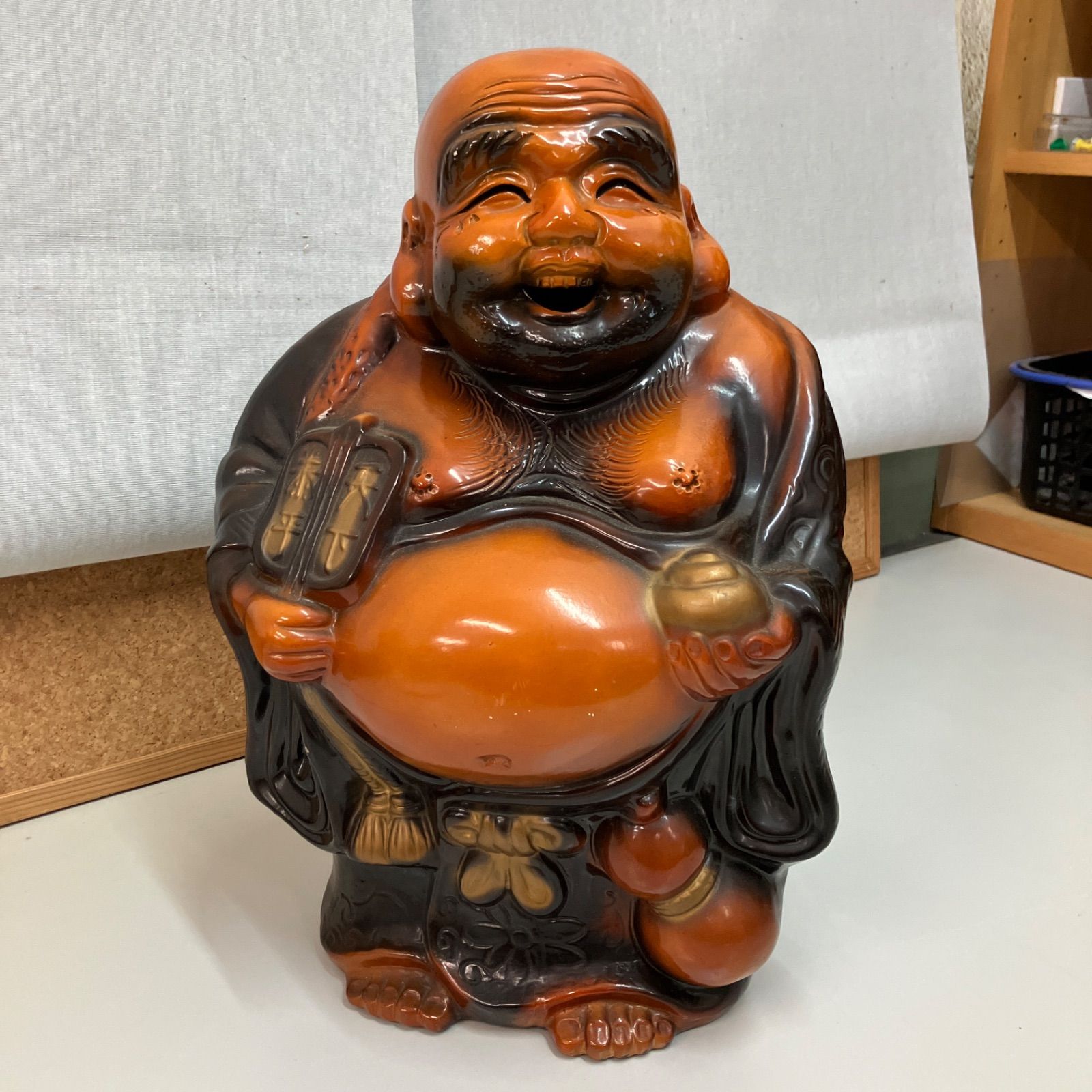 仏教美術 七福神 陶器 布袋 骨董 置物 インテリア 工芸品 美術品 A3034