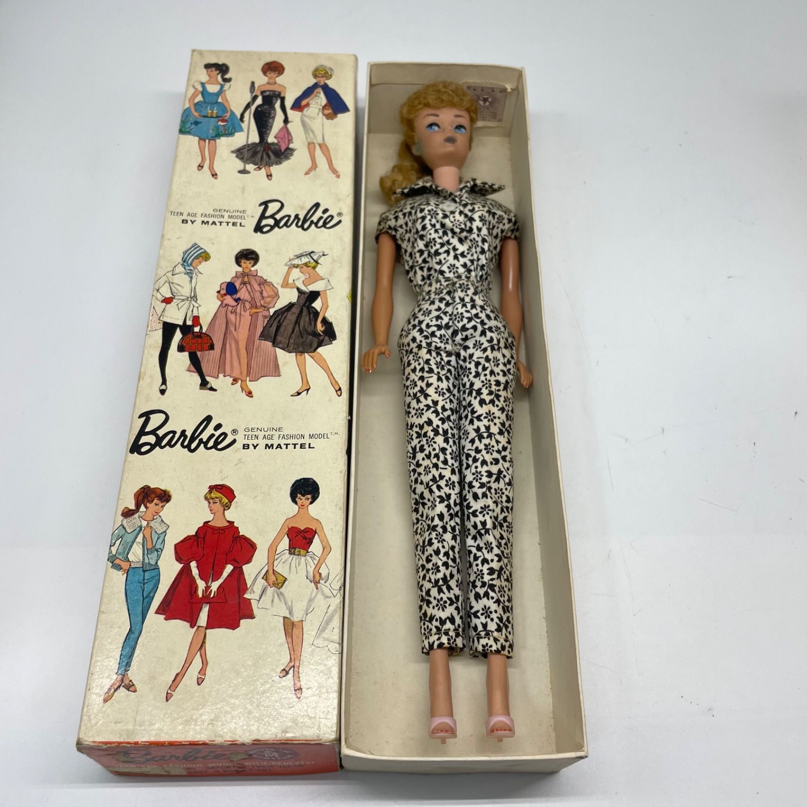 初期バービー人形 箱付き 修理用 Mattel ヴィンテージ #3 ポニーテール