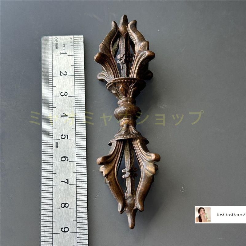 銅製 法器 三象馬頭金剛杵 降魔杵 鎮宅辟邪 開運風水 招財置物 工芸品