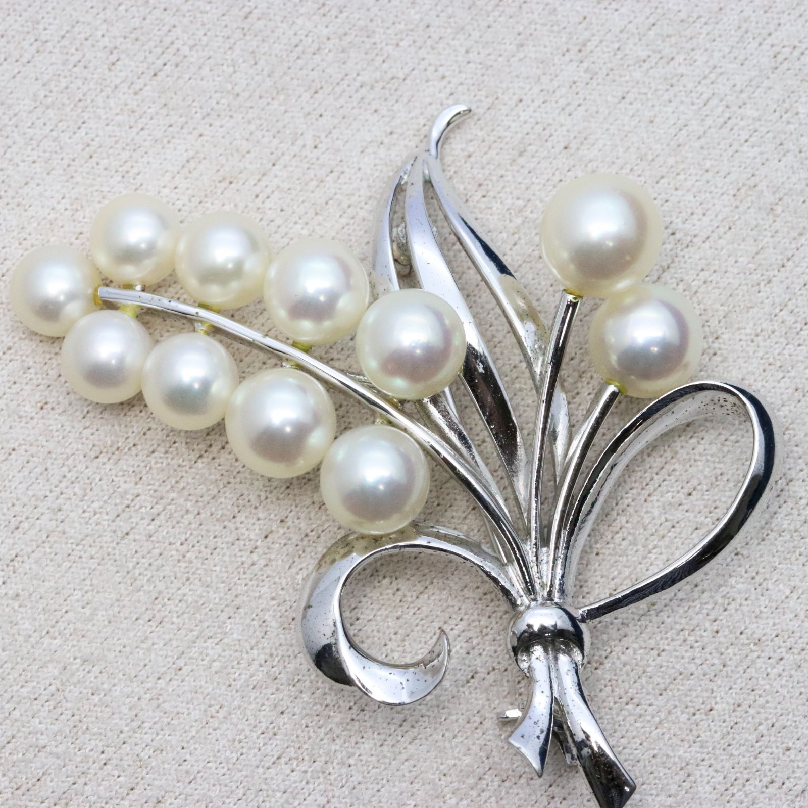 MIKIMOTO シルバーブローチ 花モチーフ パール MIKIMOTO シルバー