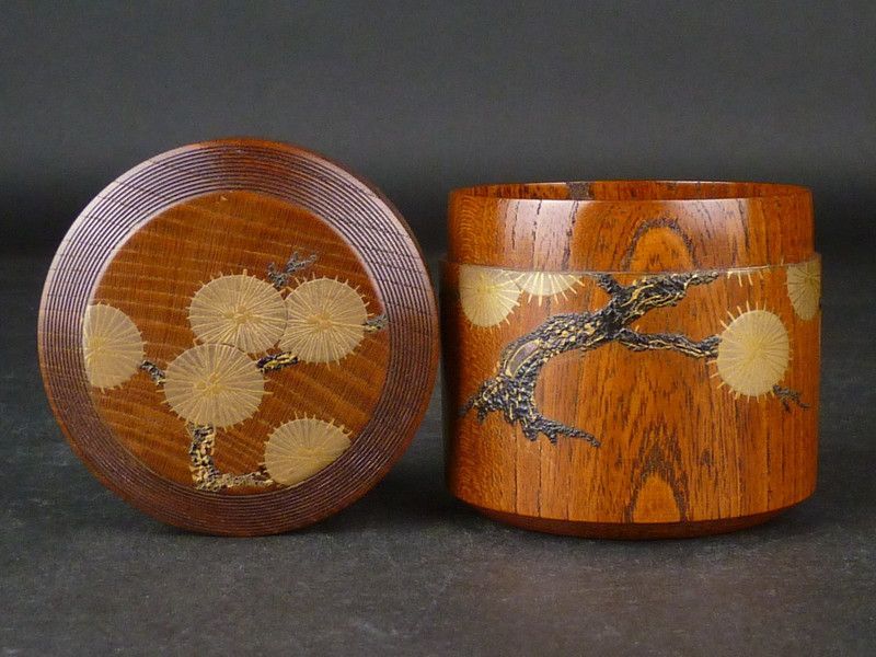 清宮】道場宗廣「唐松 本物 欅雪吹」共箱 高さ 約7.5㎝ 幅 約7㎝ 木製