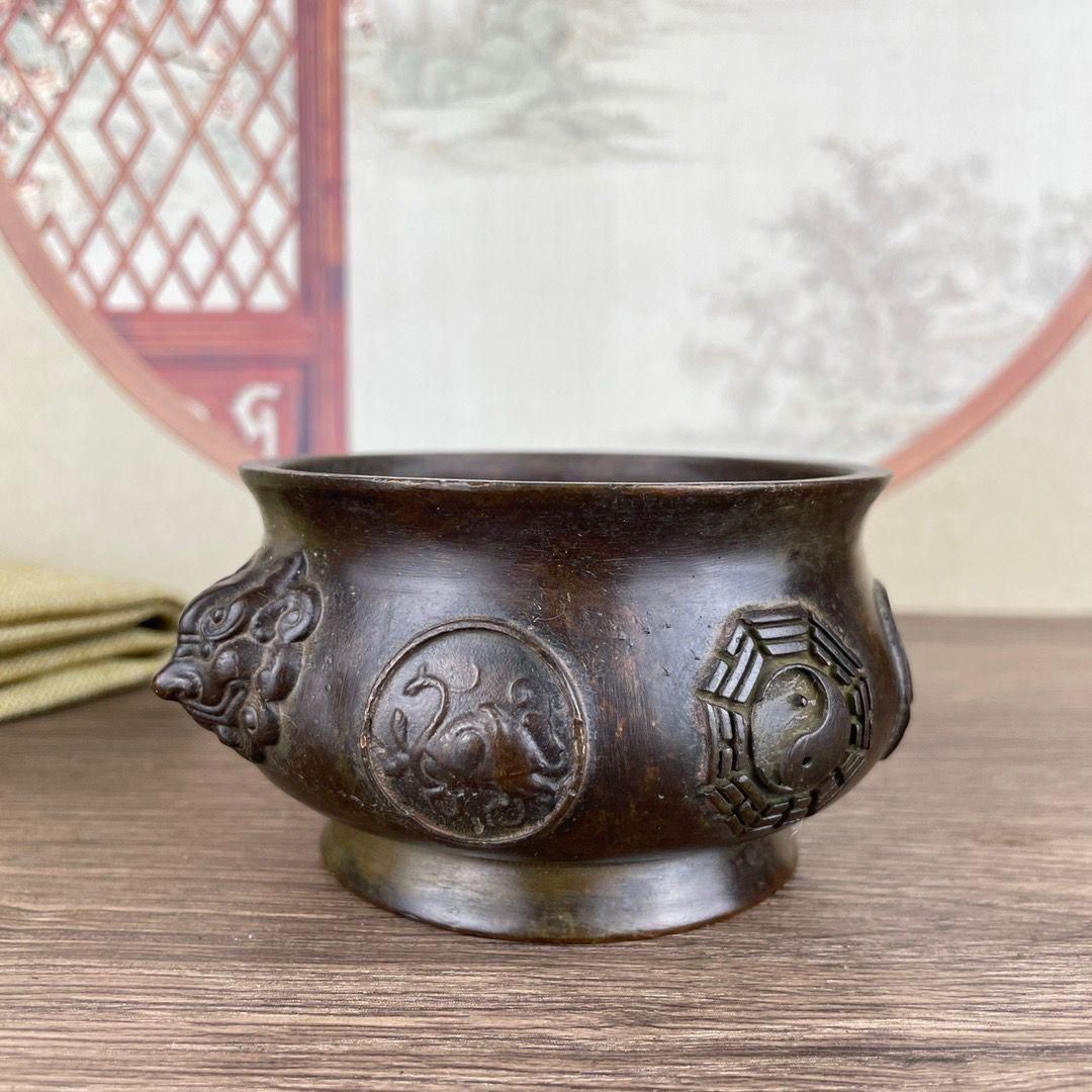 銅器 香炉 四神獣八卦香炉 室内檀香炉 仏堂香炉 工芸品 置物 銅器