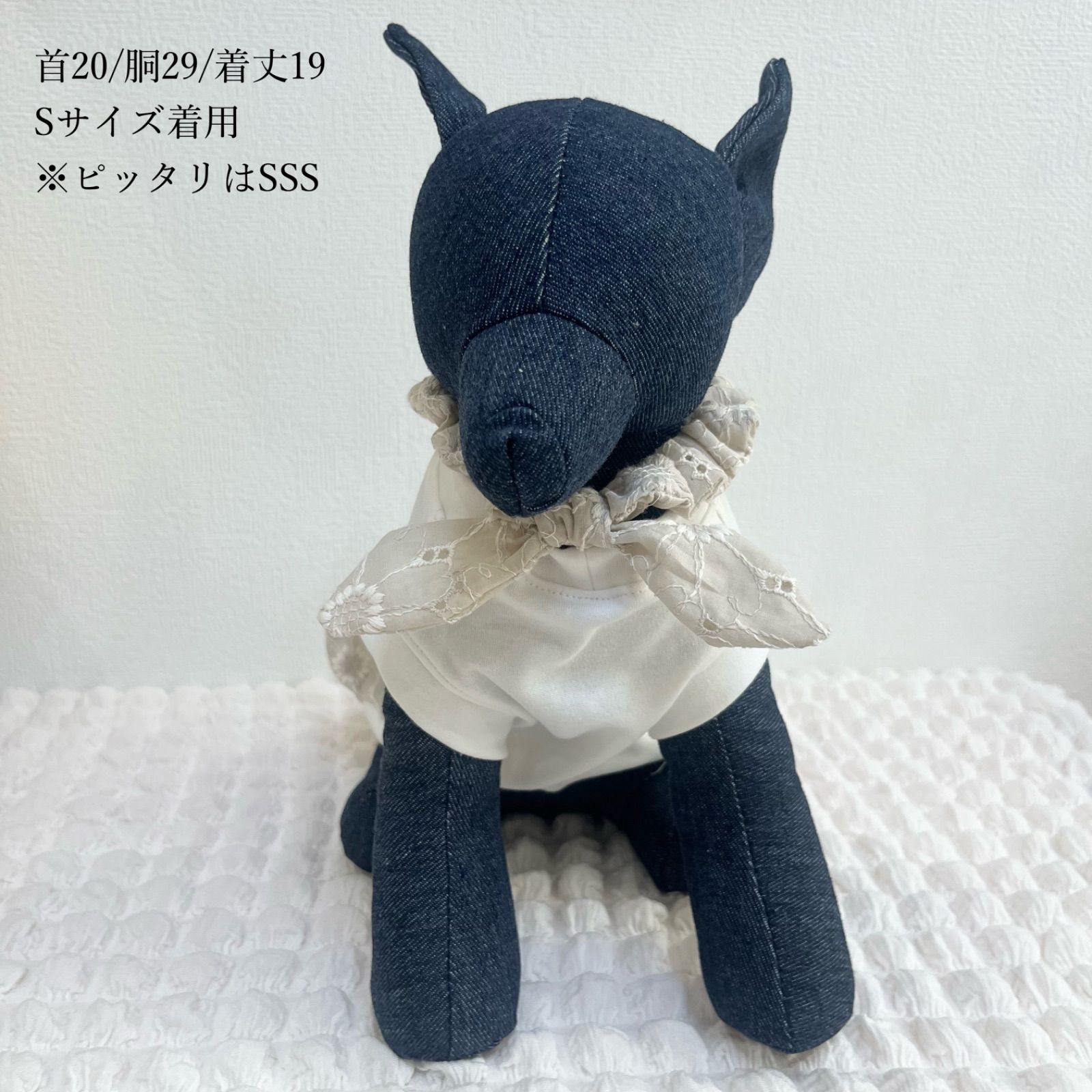 犬服ブルーデニムバルーンワンピースハンドメイド