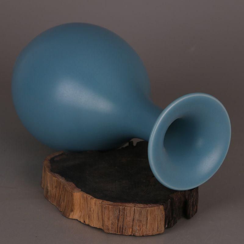 大清雍正天藍釉玉壺春瓶 景徳鎮 陶磁器 装飾品 工芸品 美術品 置物 大