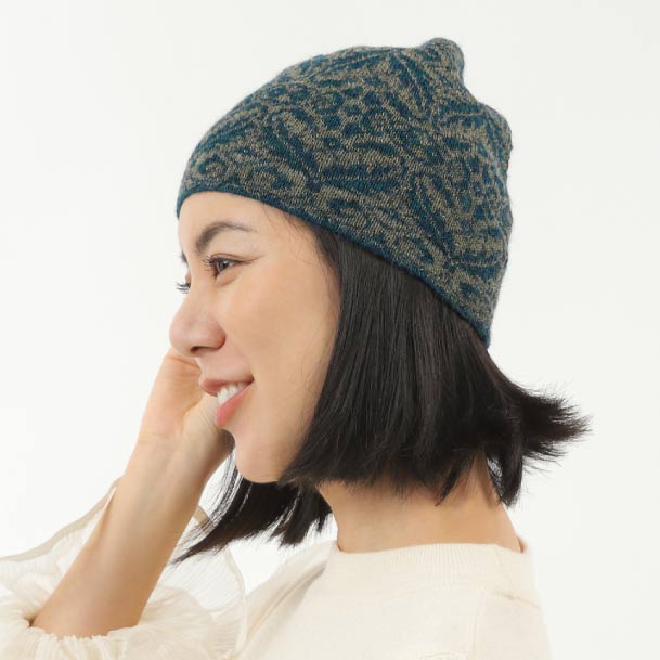 アルパカ100％ アンデス幾何学柄ニット帽｜【アルパカタウン
