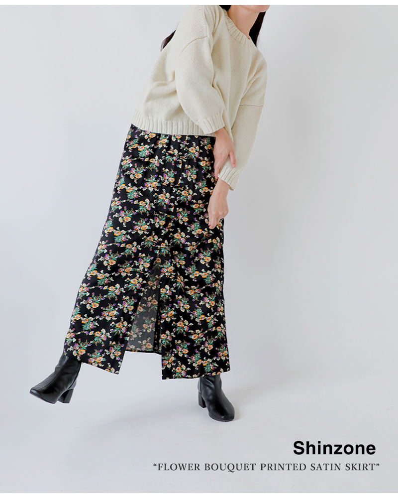 50%OFF】Shinzone シンゾーン フラワー ブーケプリント サテン