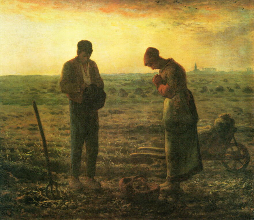 美品 ジャン=フランソワ・ミレ-晩鐘 絵画 複製画 高級額装 47×57 美品