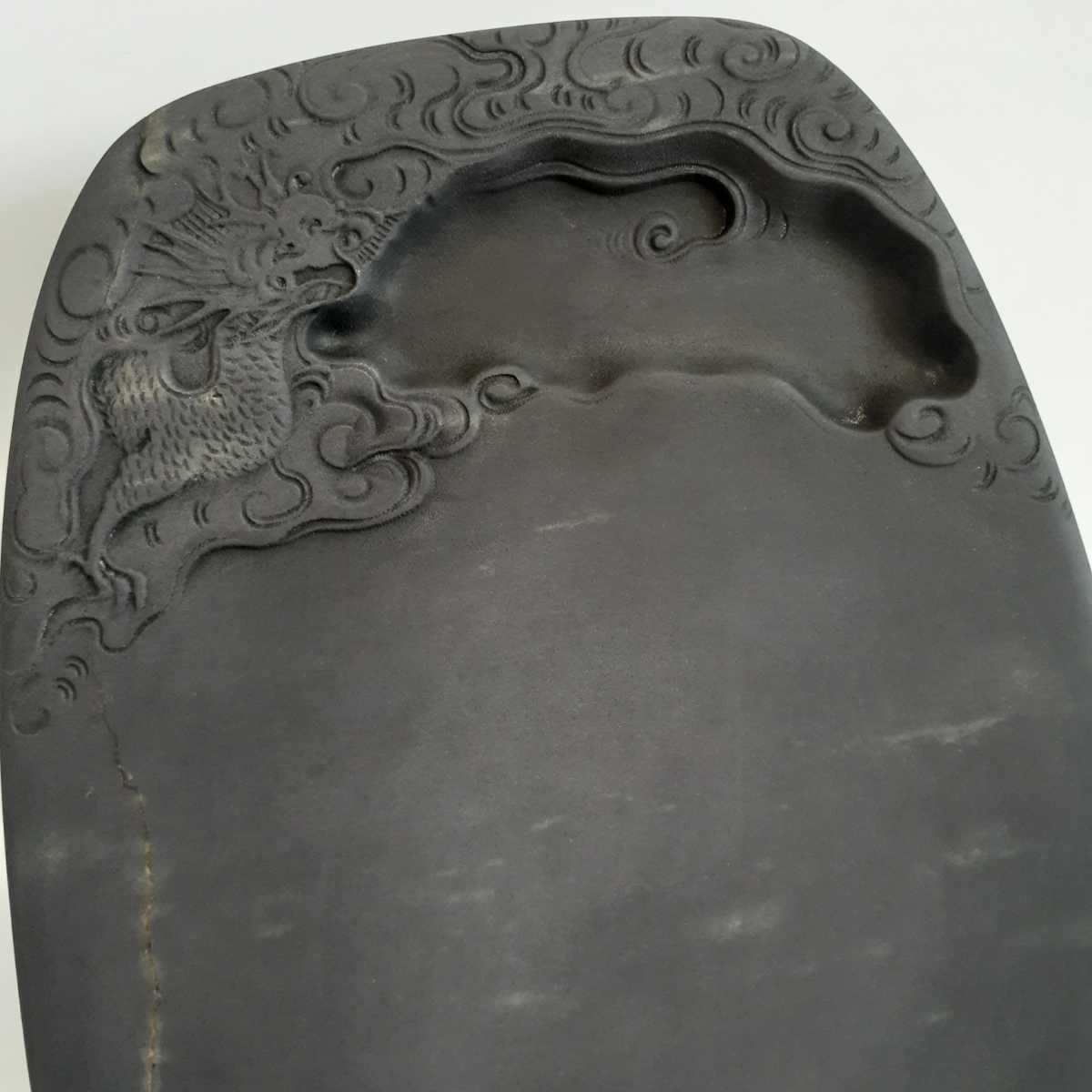 Y】 ◇端渓硯（青花・冰紋・金線・魚脳凍の美石／十二吋／唐木共箱