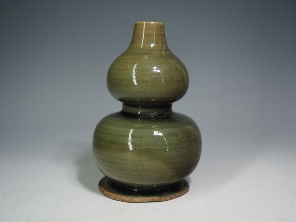 中国古美術 【青磁葫蘆瓶 高麗青磁 徳利 南栄時代 官窯 陶磁器 】高さ