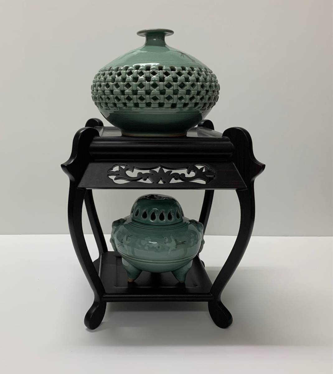 訳あり 美術品 唐木紫檀底座 黄花梨 香炉台 花台 瓶座 飾り台