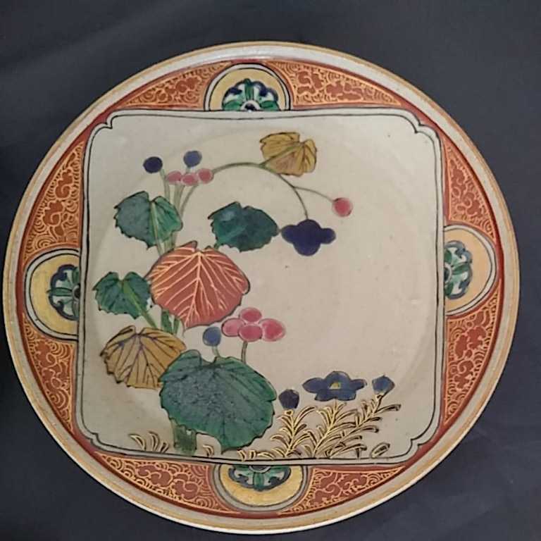 明治大正九谷庄三飾皿手描菓子皿赤絵金蘭手色絵6