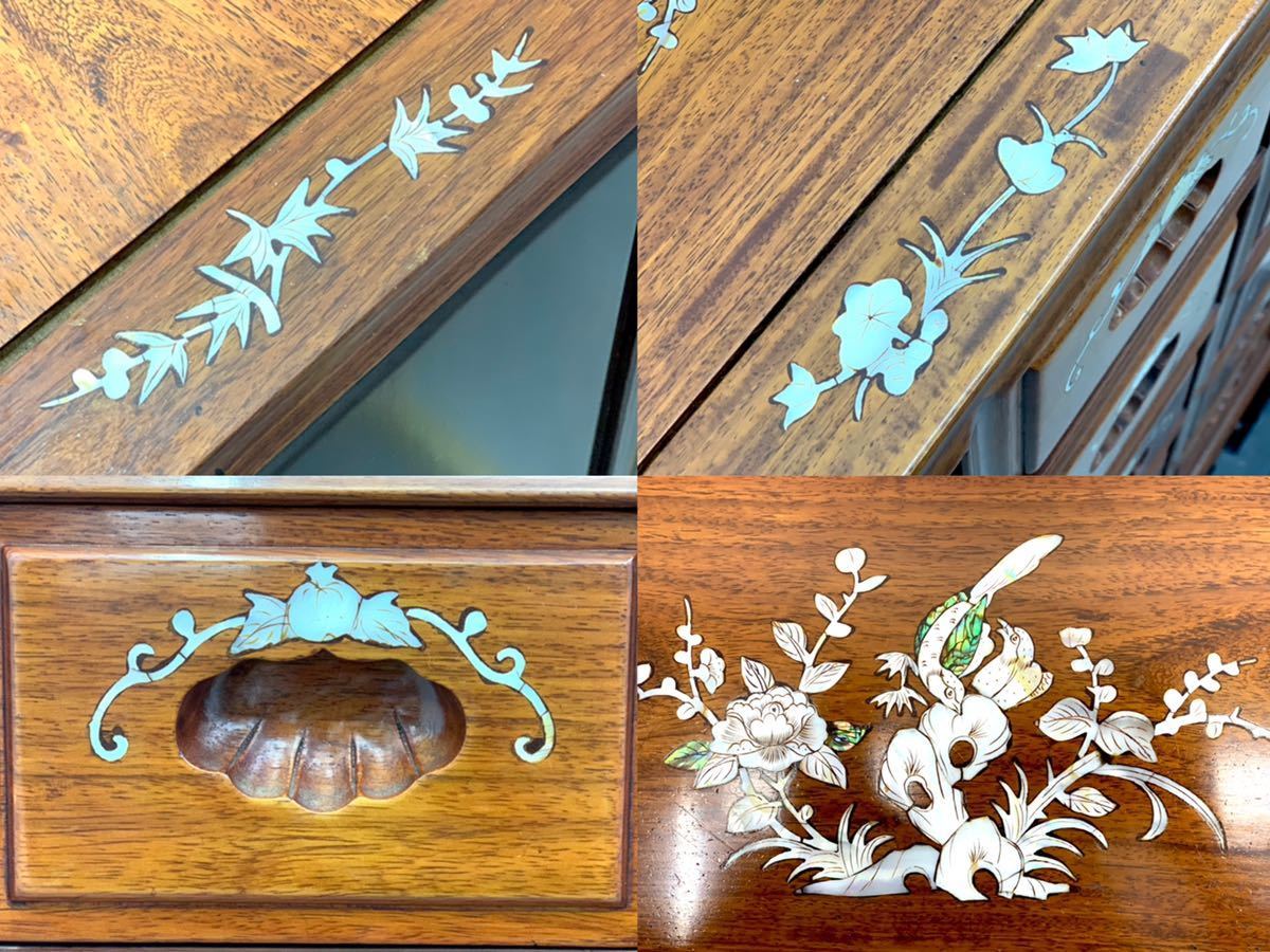 ww1/110 唐木 花梨 螺鈿細工 薬棚 薬箪笥 収納棚 棚 小物入れ 古道具