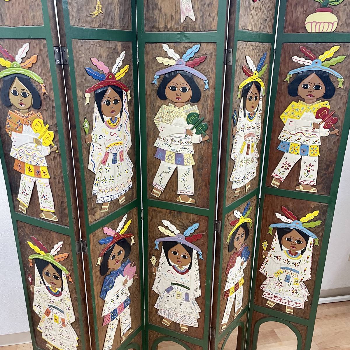 木製 手彫り パーテーション 衝立 海外製 メキシコ ヴィンテージ