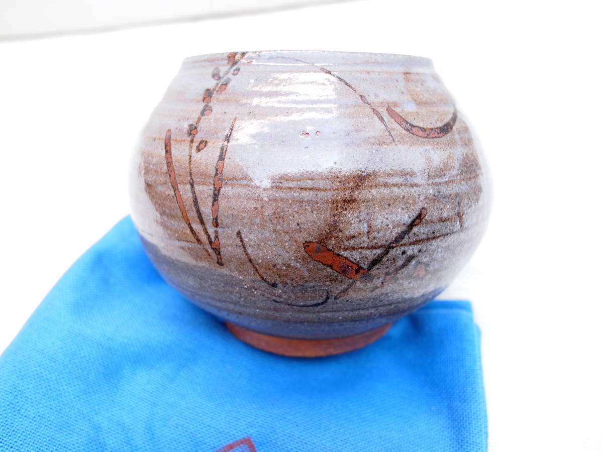 e3087 西岡小十 絵唐津 壷 共箱 唐津焼 壺 花入 茶道具 e3087 西岡小十