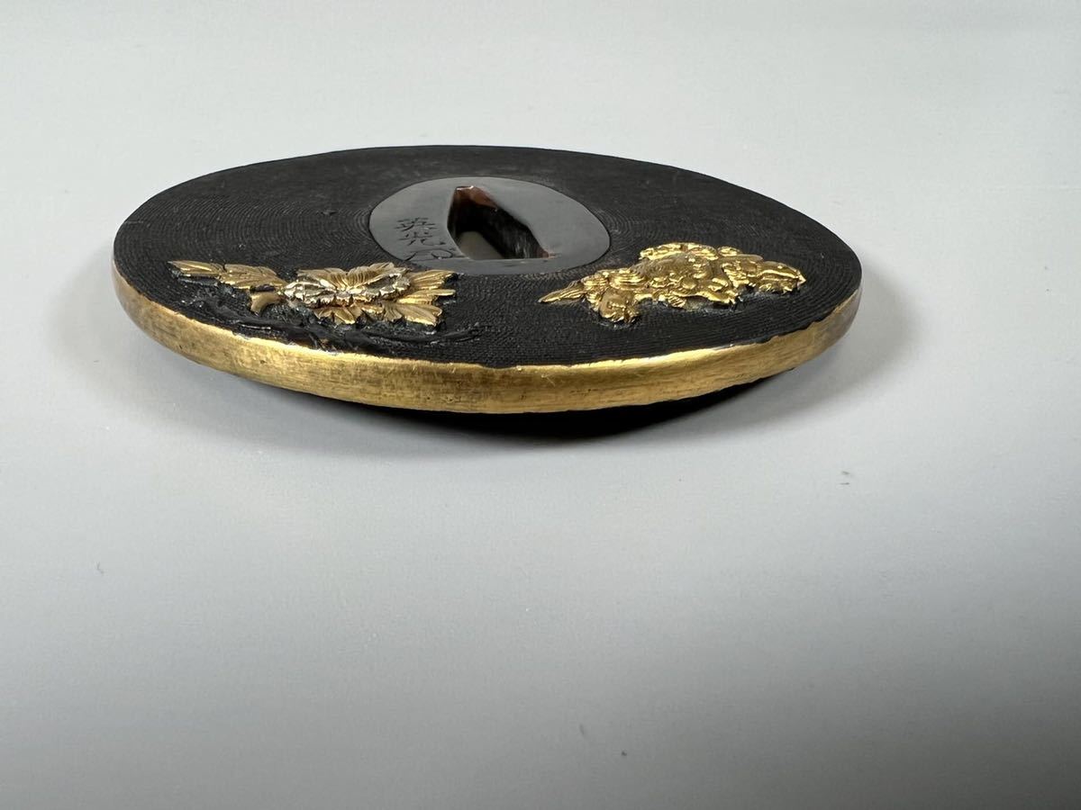 アンティーク日本刀つば唐獅子牡丹象がん骨董