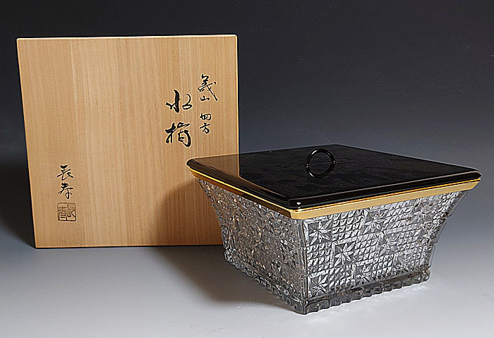 T769 棗 『義山 宝尽くし』『ガラス棗』『水崎長寿』 共箱 茶道具