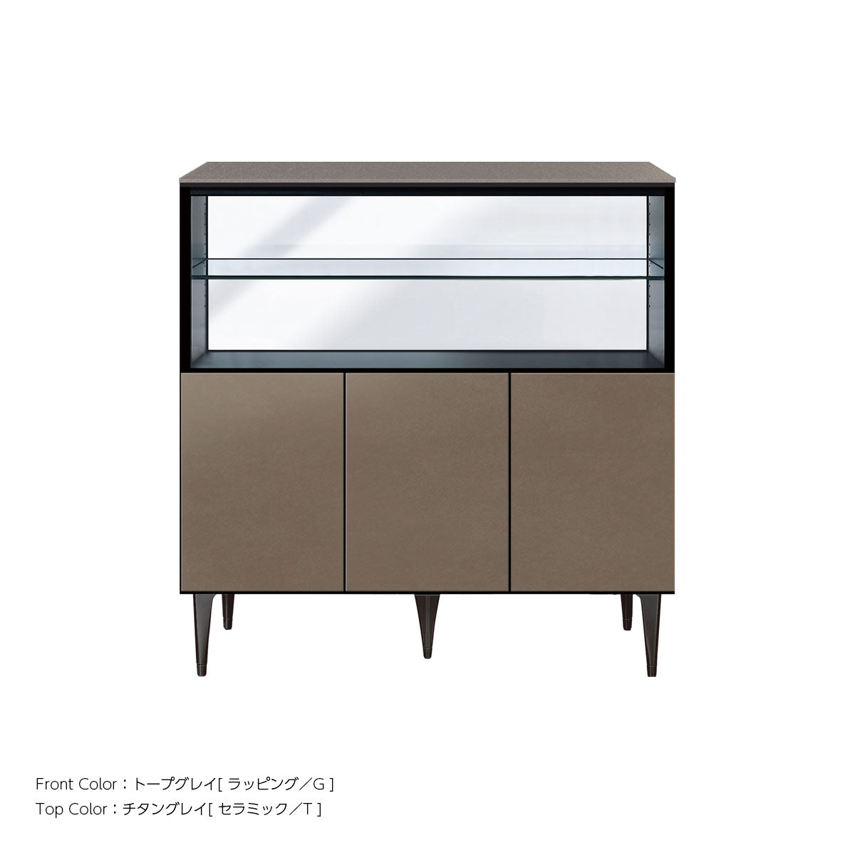 綾野製作所 ゼノノワール 幅90cm サイドボード 板扉 オープン棚