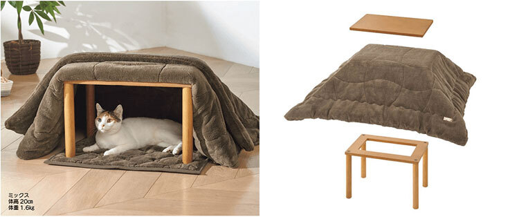 ペット専用の「こたつ」と「ベッド」、熱源を使わないから留守中も安心