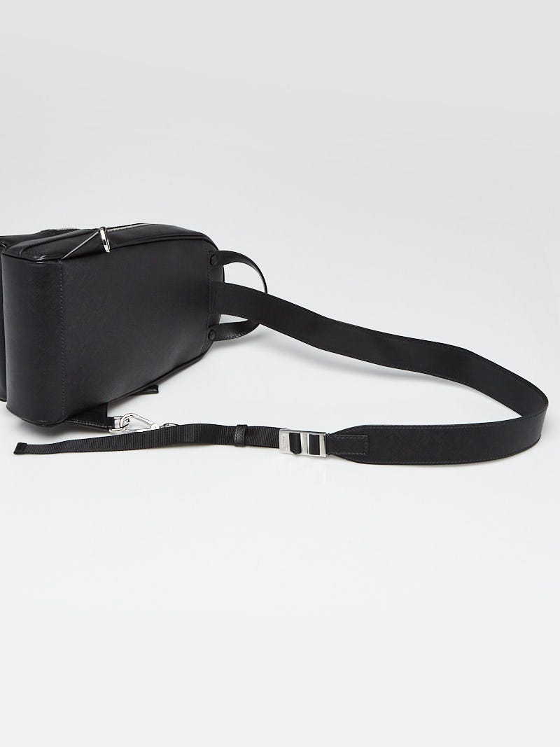 Prada Black Saffiano Leather One Shoulder Crossbody Backpack Bag