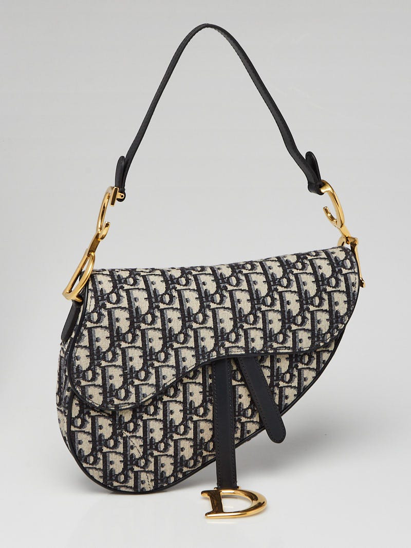 Christian Dior Blue Oblique Canvas Dior Saddle Bag | Yoogi's Closet