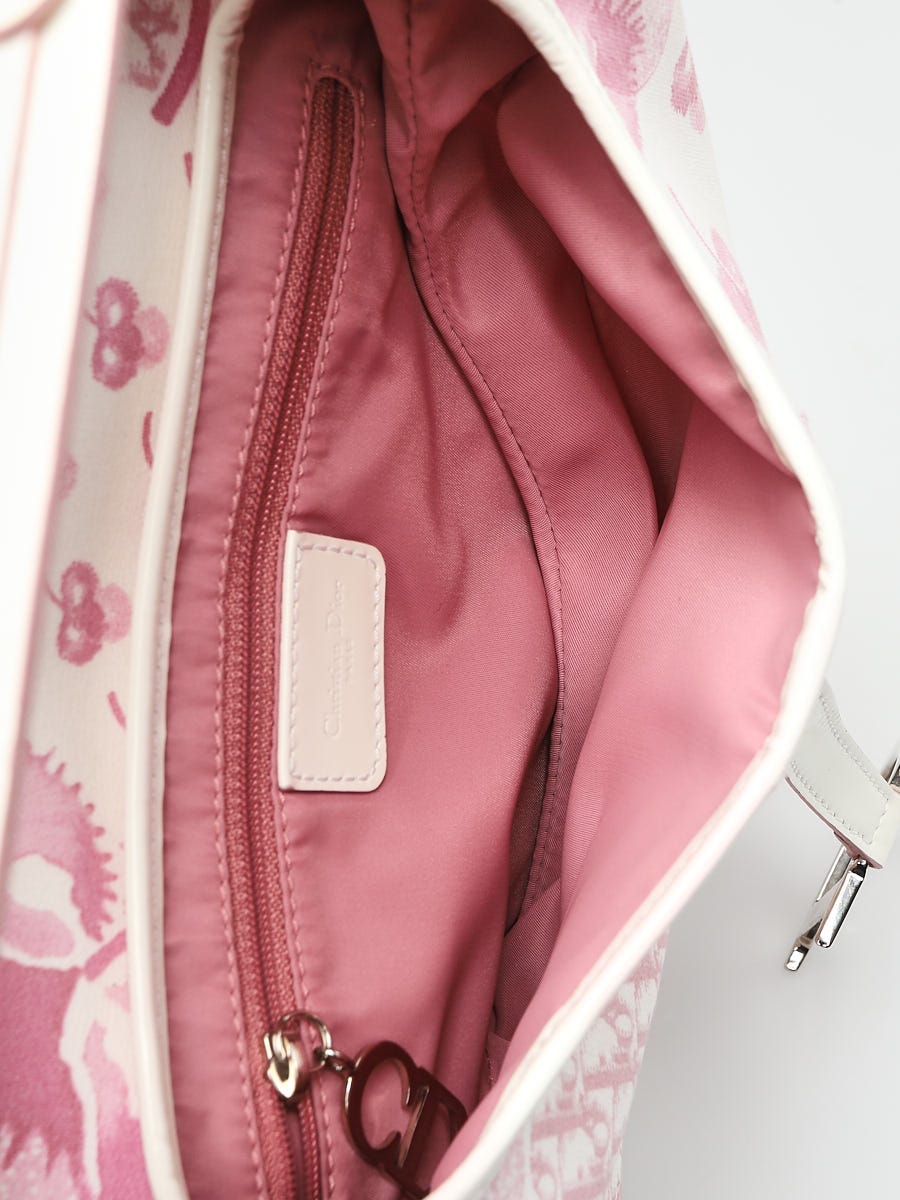 Christian Dior Pink Oblique Canvas Girly Flowers Saddle Bag