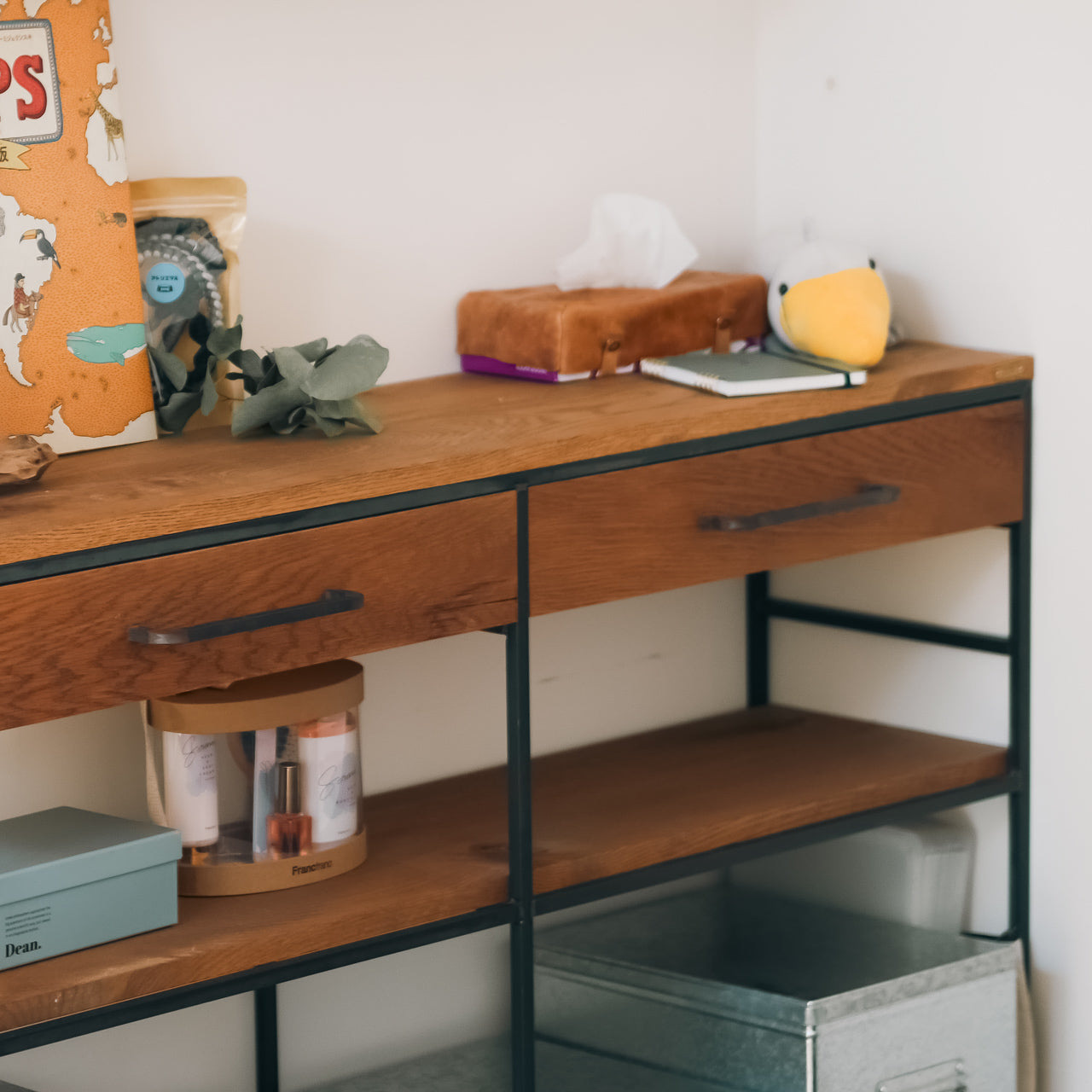 サイズデザインオーダー可！2引出2観音扉キャビネット○ナチュラル